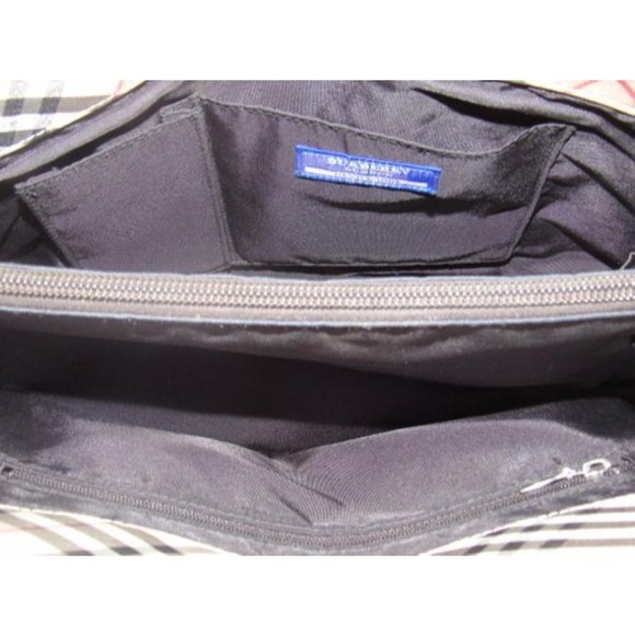 Burberry Vintage  Black Leather Nova Check Plaid Fabric Tote - Picture 10 of 12